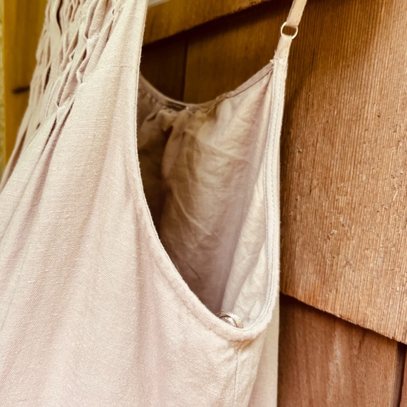 Elie Tahari Tiered Linen-Blend Midi Dress Baige Sundress Size M - Picture 10 of 16